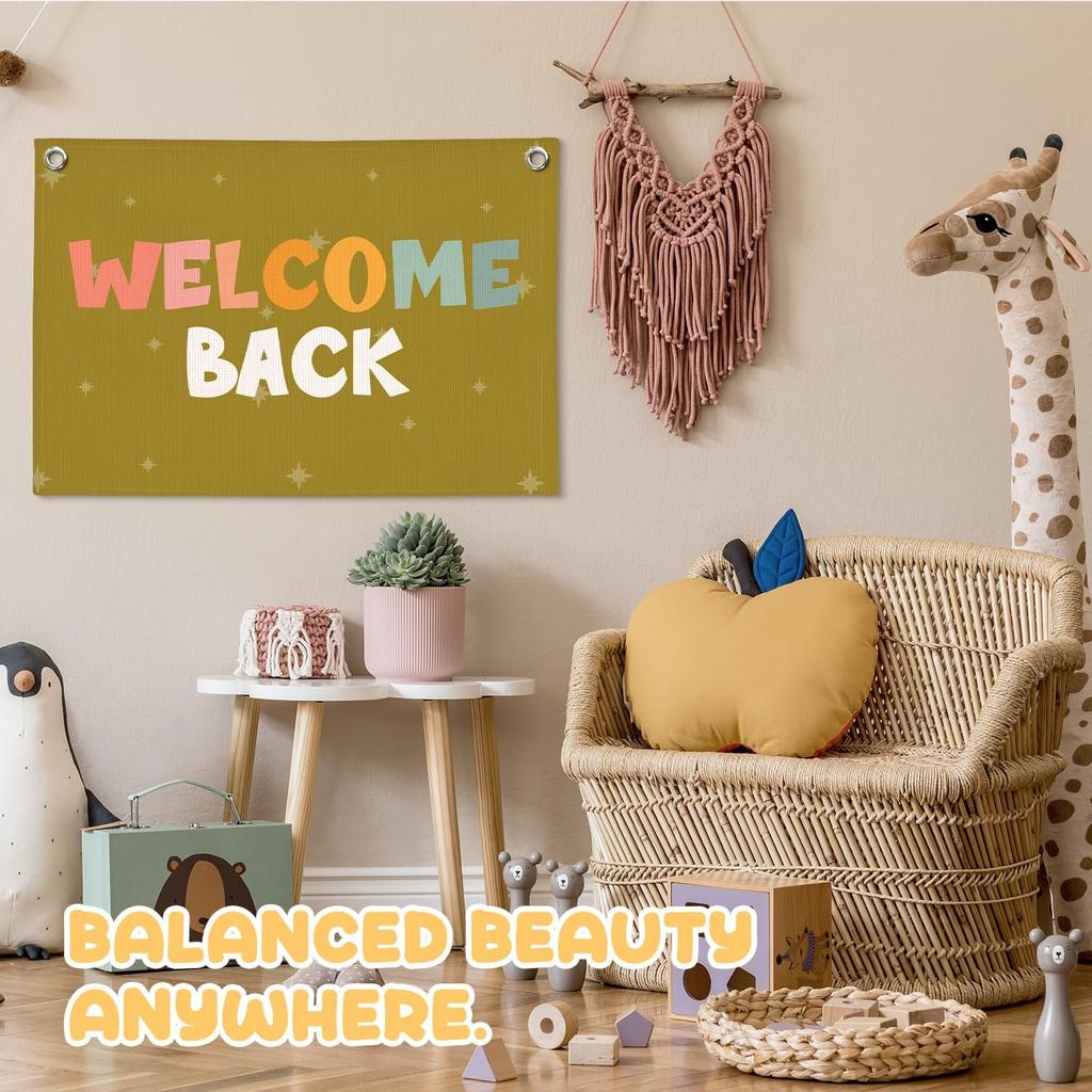 Винтажный Декор Стены Классной Комнаты, Вывеска Добро Пожаловать, Ретро Баннер-Флажок на Холсте для Игровой Комнаты, Детской Комнаты, Нейтральное Настенное Искусство для Комнаты Малыша, Мальчиков