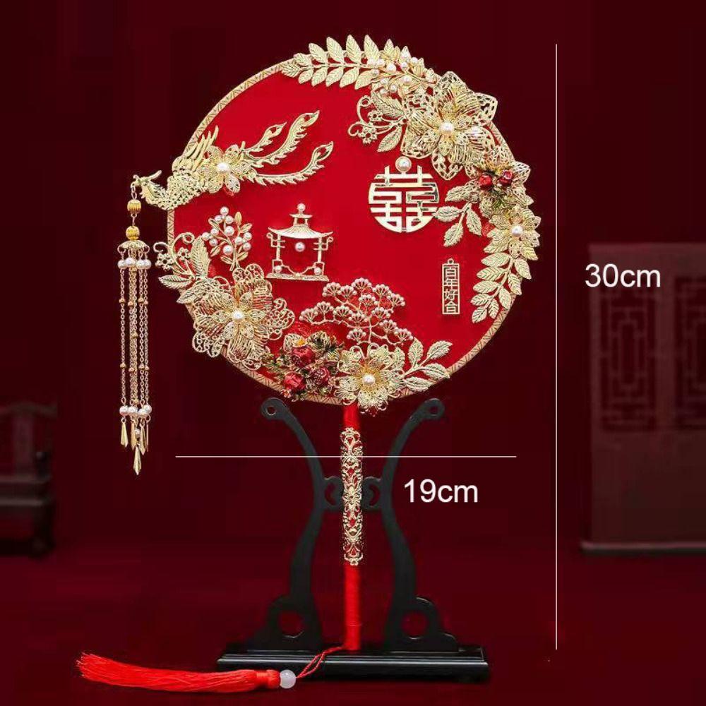 Decorative with Pendant Chinese Wedding Hand Bouquets Bridal Group Fan Chinese Fan Embroidery Fan