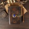 Handmade Vintage Leather Diary, A5 Diary Studded with Semi Precious Stone, Antique Buckle Closure Diary
