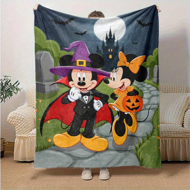 1pc, Halloween Themed Blanket, Perfect for Disney Fans, Seasonal Decor, Soft Flannel Throw Blanket, Living Room, Travel, Camping, Car Blankets, Beach,