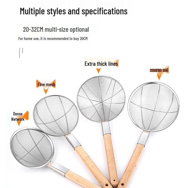 Stainless Steel Fine Mesh Skimmer with Bamboo Handle