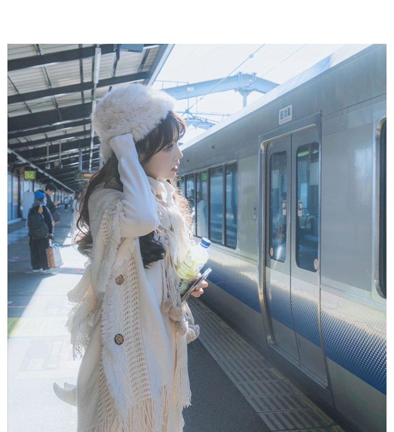 Белый Бохо-Кейп-Шаль-Свитер с Кистями Mori для Женщин