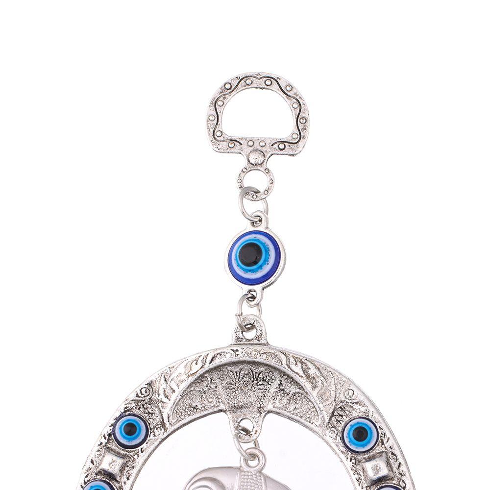 Blessing Ornament Car Pendant Hanging Ornament Evil Eye Horseshoe with Elephant Navy Blue