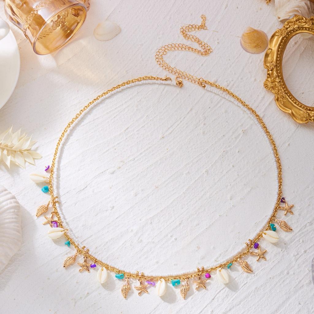 Double Layer Conch Starfish Shell Tassel Rice Beaded Waist Chain For Women Men Ocean Gravel Belly Chain Summer Boho Body Jewelry