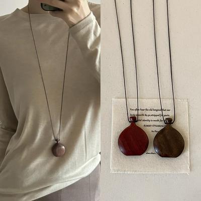 Новый китайский ретро деревянный винный кувшин черная веревка длинное ожерелье женская личность уникальный темперамент универсальная шейная цепочка свитер цепочка