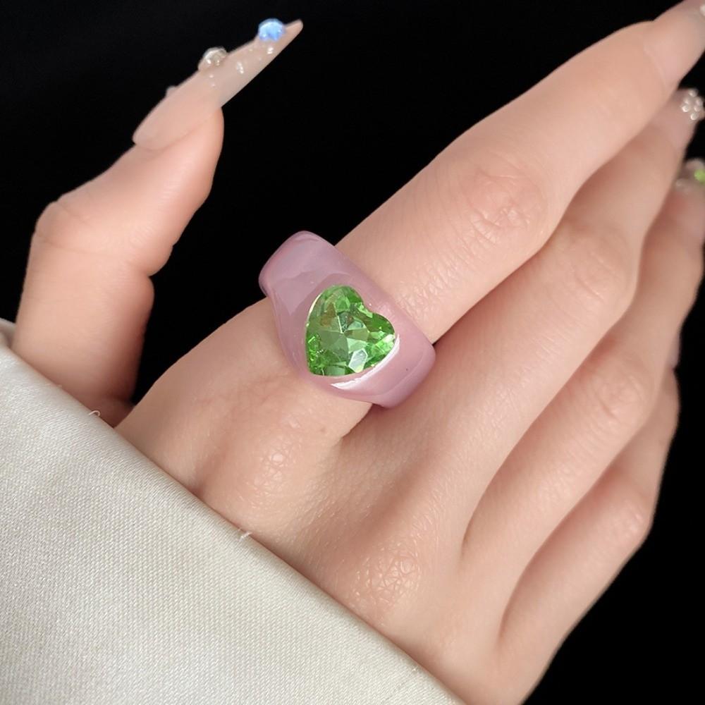 Exaggerated Geometric Ring Candy Color Big Dome Plain Ring Resin Rhinestone Ring Women