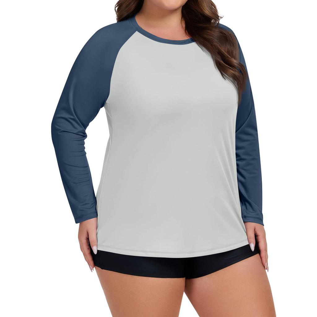 Women's Solid Color Large Size Long Sleeve Swimsuit Sun  Jacket Quick Dry Hiking Top