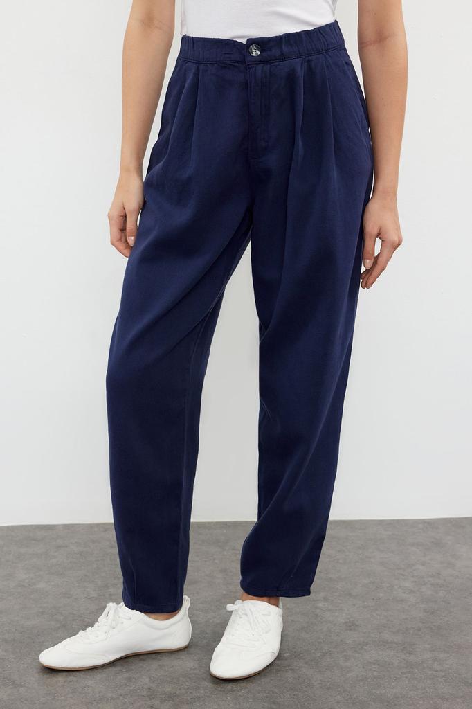 Женские джинсы Темно-синие джинсы-баллоны с высокой талией и эластичной резинкой на талии TWOAW25JE00003