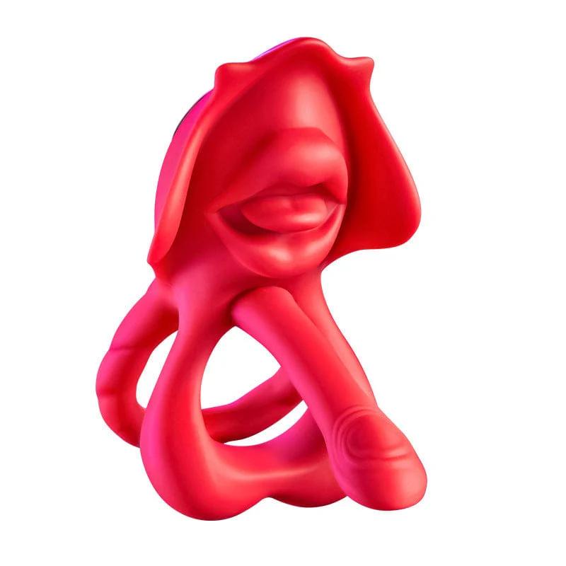 Реалистичное кольцо для пениса с большим ртом, фиксатор, стимулятор клитора языком, секс-игрушка для взрослых пар, для мужчин и женщин, секс-игрушка