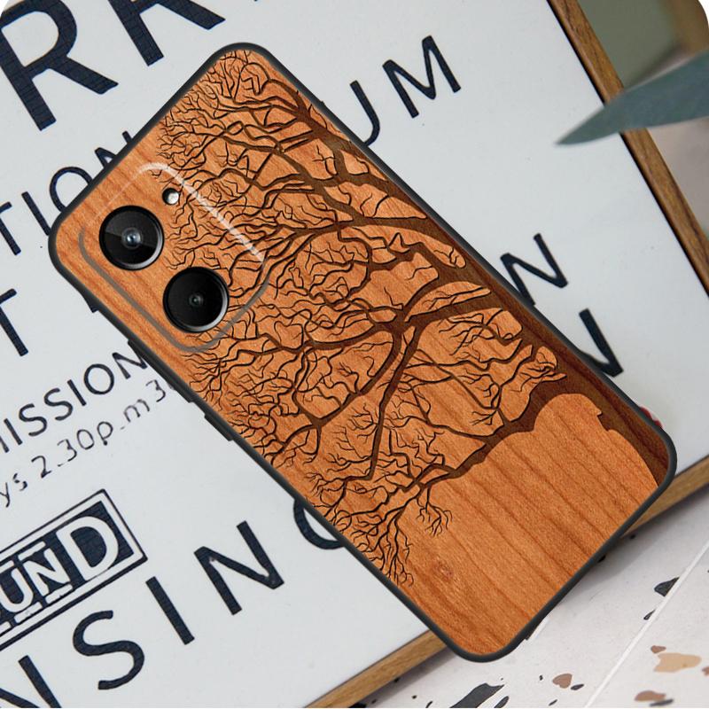 Чехол из бамбукового дерева и дерева для Realme C67 C55 C53 C51 C35 C33 C31 C30 C25s C21Y GT Neo 6 GT5 9 10 11 12 Pro Plus