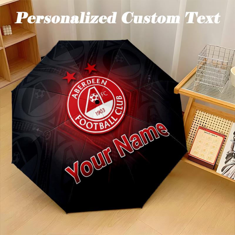 8 Rib Auto Folding Umbrella Aberdeen FC Print Custom Name Text Portable Rain Gear