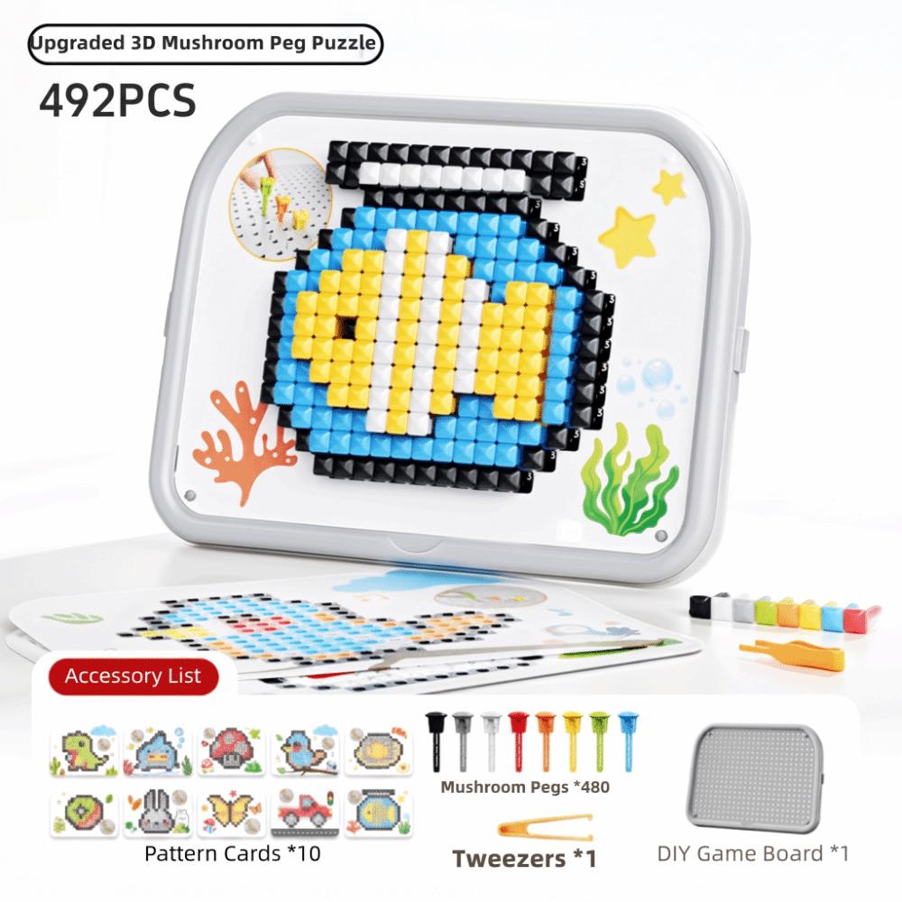 Fine Motor 3D Puzzle Toy Concentration Training Peg Puzzle Toy Fun Mushroom Nail Puzzle Toy Baby
