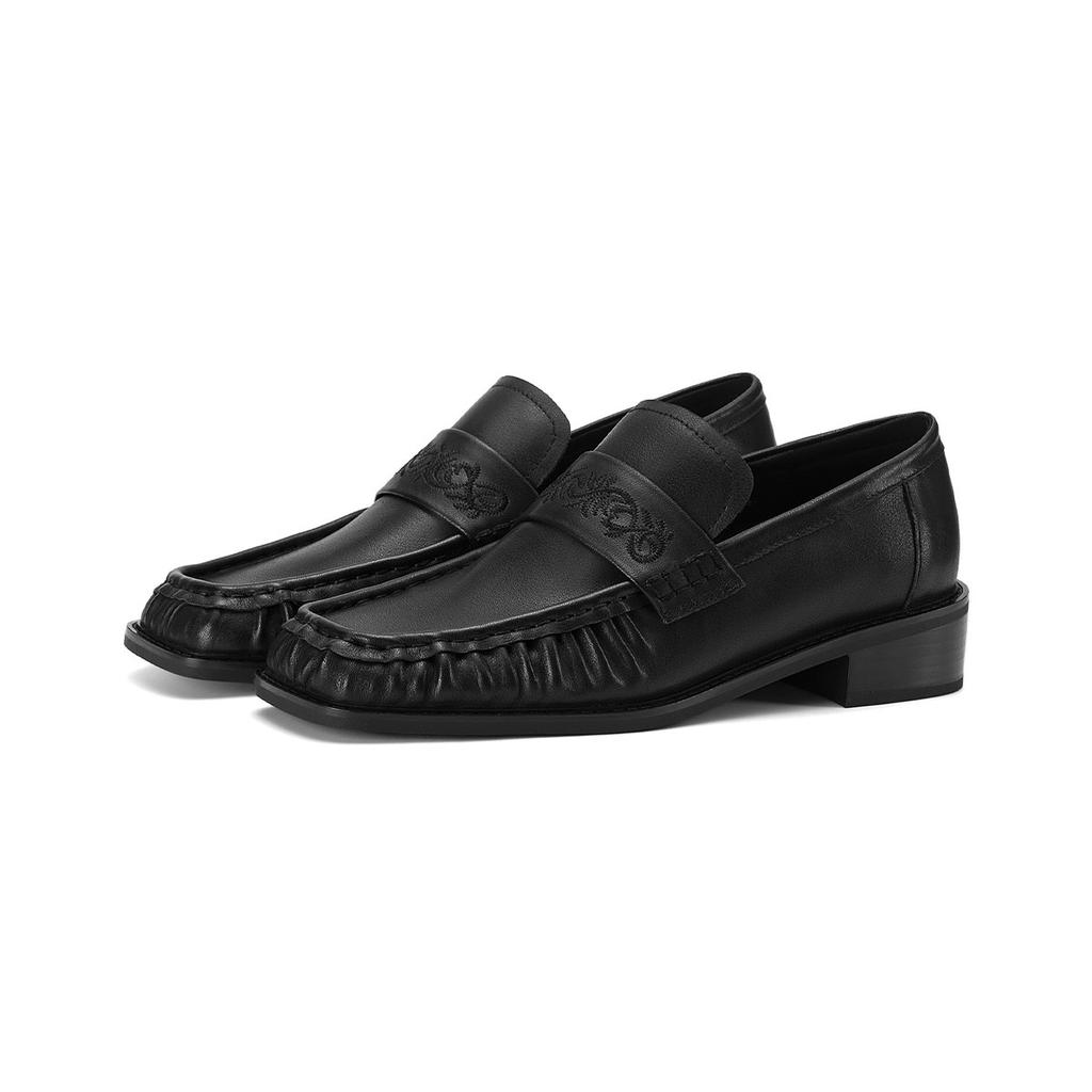 [First layer cowhide] 2026 business and leisure style exquisite embossed genuine leather Le Fu shoes women's Niujin shoes