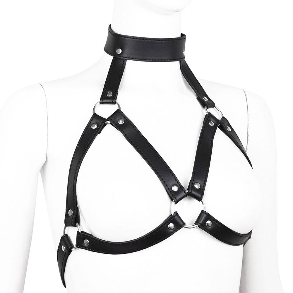 Кожаная БДСМ одежда с нарукавниками, полый бюстгальтер, женское сексуальное белье, экзотические удобные взрослые костюмы для интимных игр