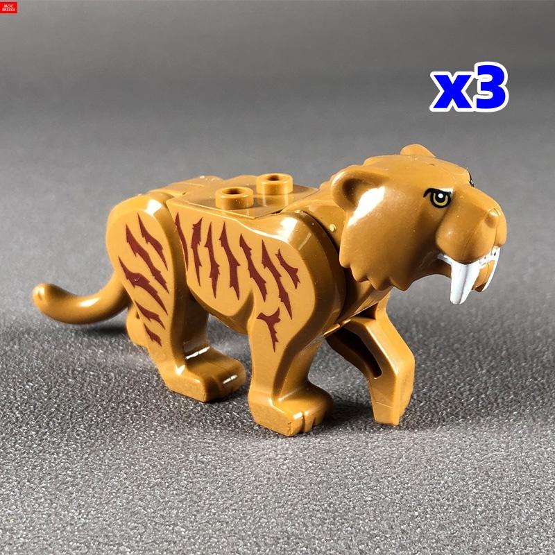 MOC Кубики Животные Маленькие Тигры Саблезубый Тигр Строительные Блоки Собранные Частицы Детские Игрушки