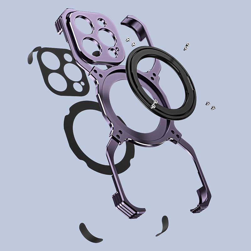 Чехол-подставка для iPhone 14 Pro Безрамочный металлический бампер Чехол для телефона Совместимый с MagSafe