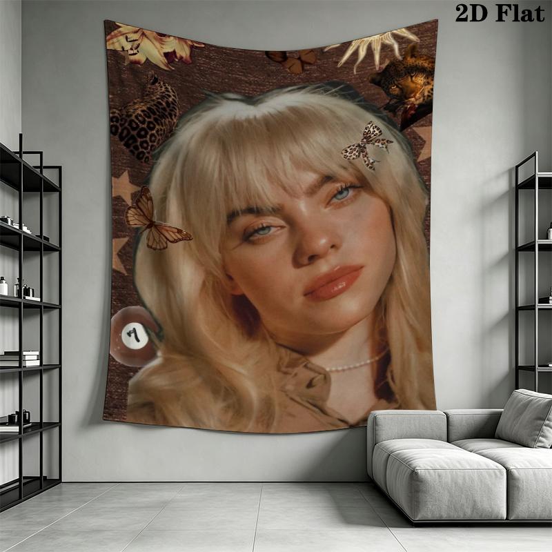 Billie Eilish Wall Tapestry Aesthetic Wall Hanging Printed Fabric Blanket Decorative Tapestries for Bedroom Living Room Home Decor