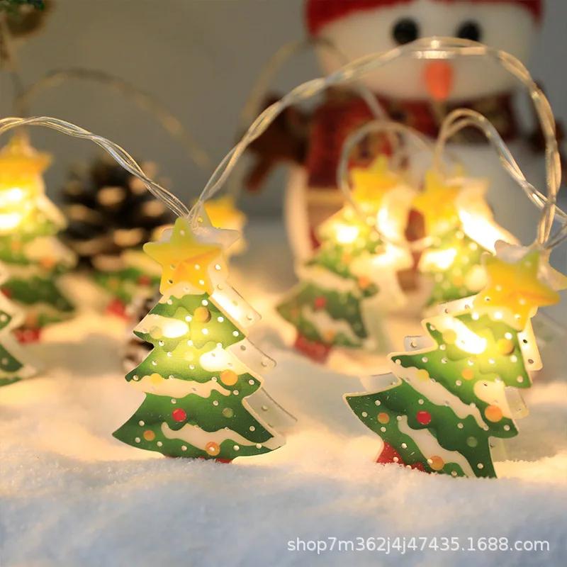 2025 Новый светодиодный рождественский декоративный светильник, гирлянда, снеговик, рождественская елка, Санта-Клаус, рождественская атмосфера, украшения, огни
