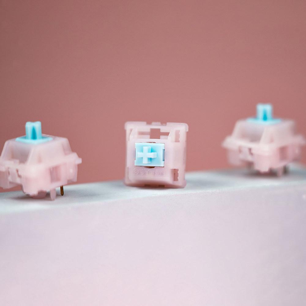 Outemu Kitty Silent Switch 5-контактный тактильный 52 гс Механическая клавиатура Бесшумный переключатель Розовый молочный корпус Заводская смазка Превосходное ощущение Кастомный
