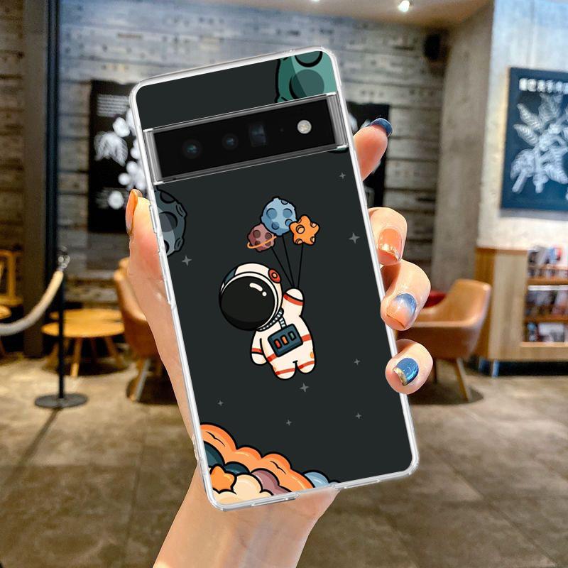 Милый мультяшный астронавт Для Google Pixel 9 8 7 6 Pro Чехол для телефона Для Pixel 6A 5 4 5A 4A 3A XL 5G Силиконовый Ударопрочный Прозрачный Чехол