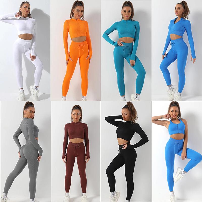 Women's Tracksuit Seamless Yoga Set Workout Sportswear Gym Clothing Fitness Sports Suits