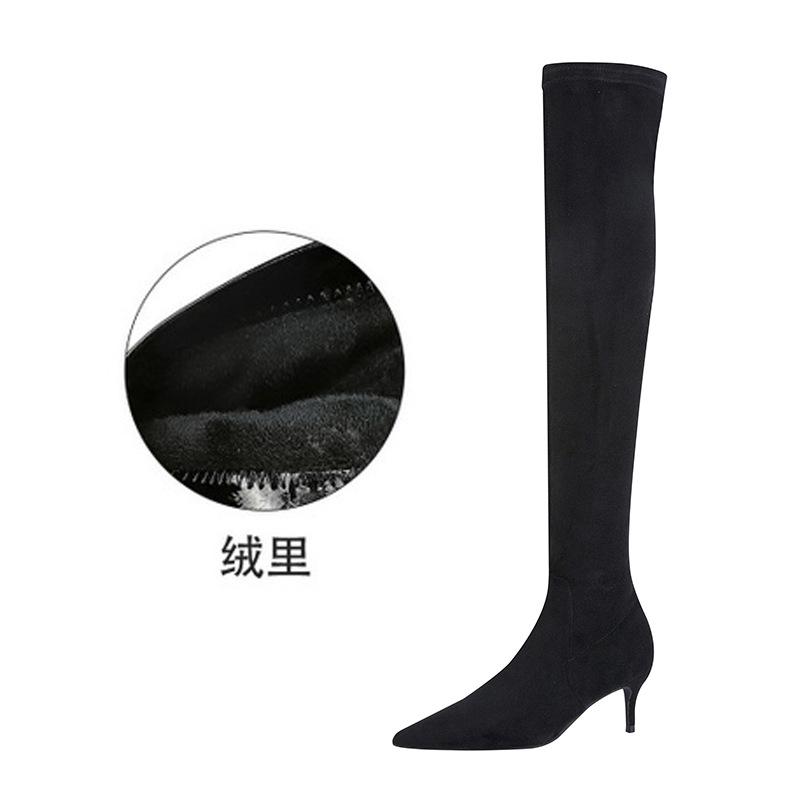 Women Winter Boots Slim High Heel Suede Stretched Over Knee Long Boots Sexy Pointed Down Thigh Long Botas Fashion New Style