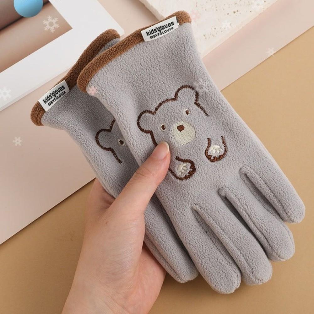 Plush Ski Gloves Polar Fleece Full Finger Gloves New Windproof Coldproof Gloves Autumn and Winter