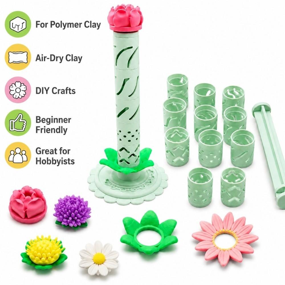 Modular Modular Clay Bloom Maker 3D Printed DIY Clay Floral Mold Tool Petal Mold Set  Polymer Clay