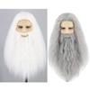 Christmas Cosplay Synthetic Wig Long Hair White/Grey Santa Claus Beard Wig Unisex Men Women Party Dress Up Accessories
