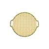 Chinese Style Bamboo Fiber Plates with Yellow Edge, 8-inch, Set of 3