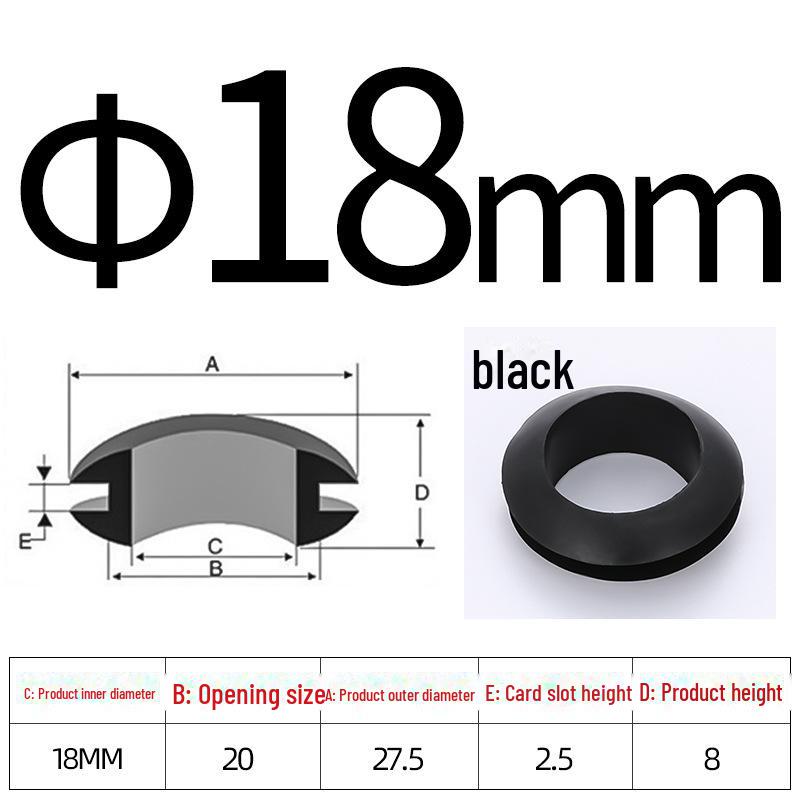 Черное двухстороннее резиновое защитное кольцо для провода