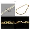 [e-housekiya] Titanium Curb Chain Necklace, Gold, for Men and Women, 50cm, 6.5mm, 6-Sided Double Chain, Hypoallergenic