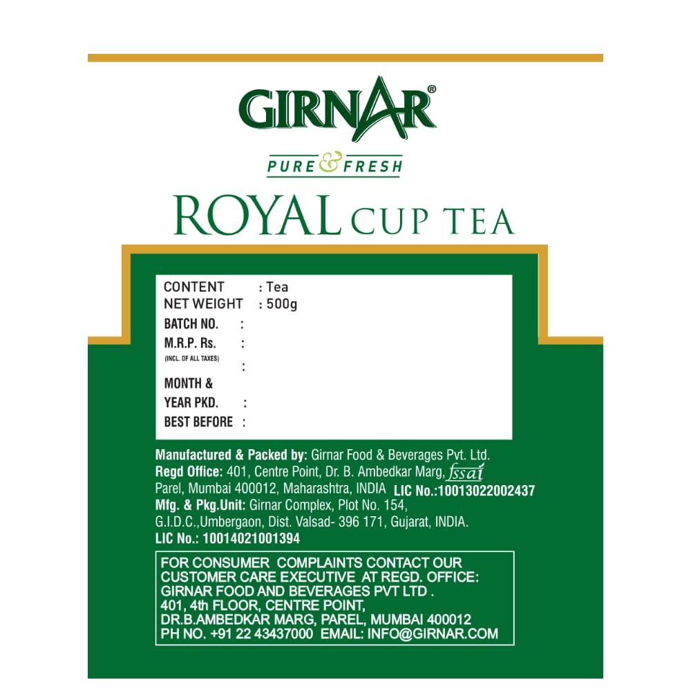 Girnar Royal Cup Assam Black Tea Loose Leaves 500g Jar Premium CTC Tea for Tea Lovers