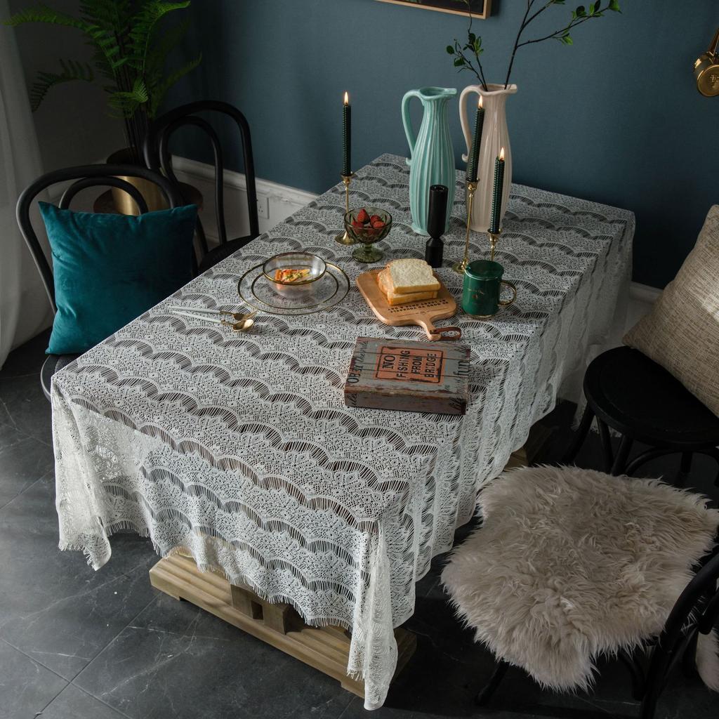 Lace Tablecloth Hollow Decoration L Cover Cloth Napkin Coffee Table Eyelashes Cafe Book Table Cloth