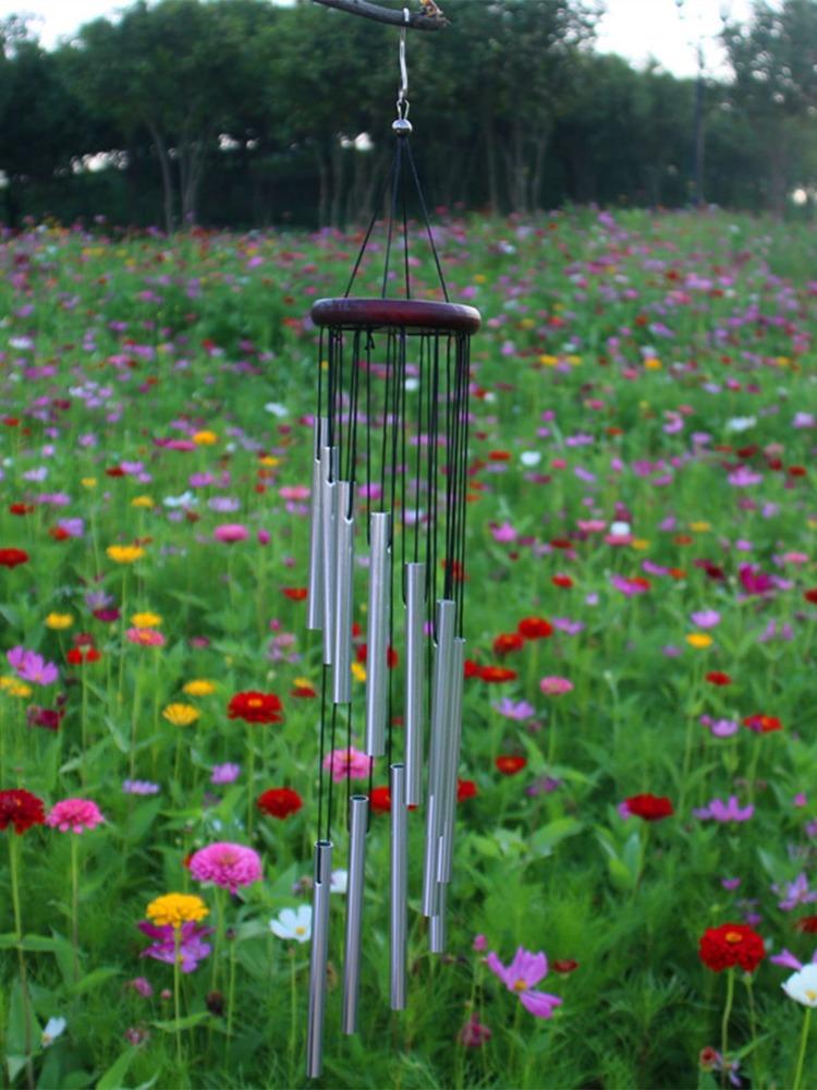 12 трубок колокольчиков для улицы, 55 см, золотой, серебряный кулон, алюминиевая трубка, металлическая труба, колокольчики для дома, сада, патио, террасы, украшения балкона