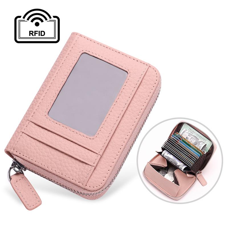 Rfid Card Holder 100% Genuine Leather Business Card Wallet Organ Card Bag Female Bag Japanese