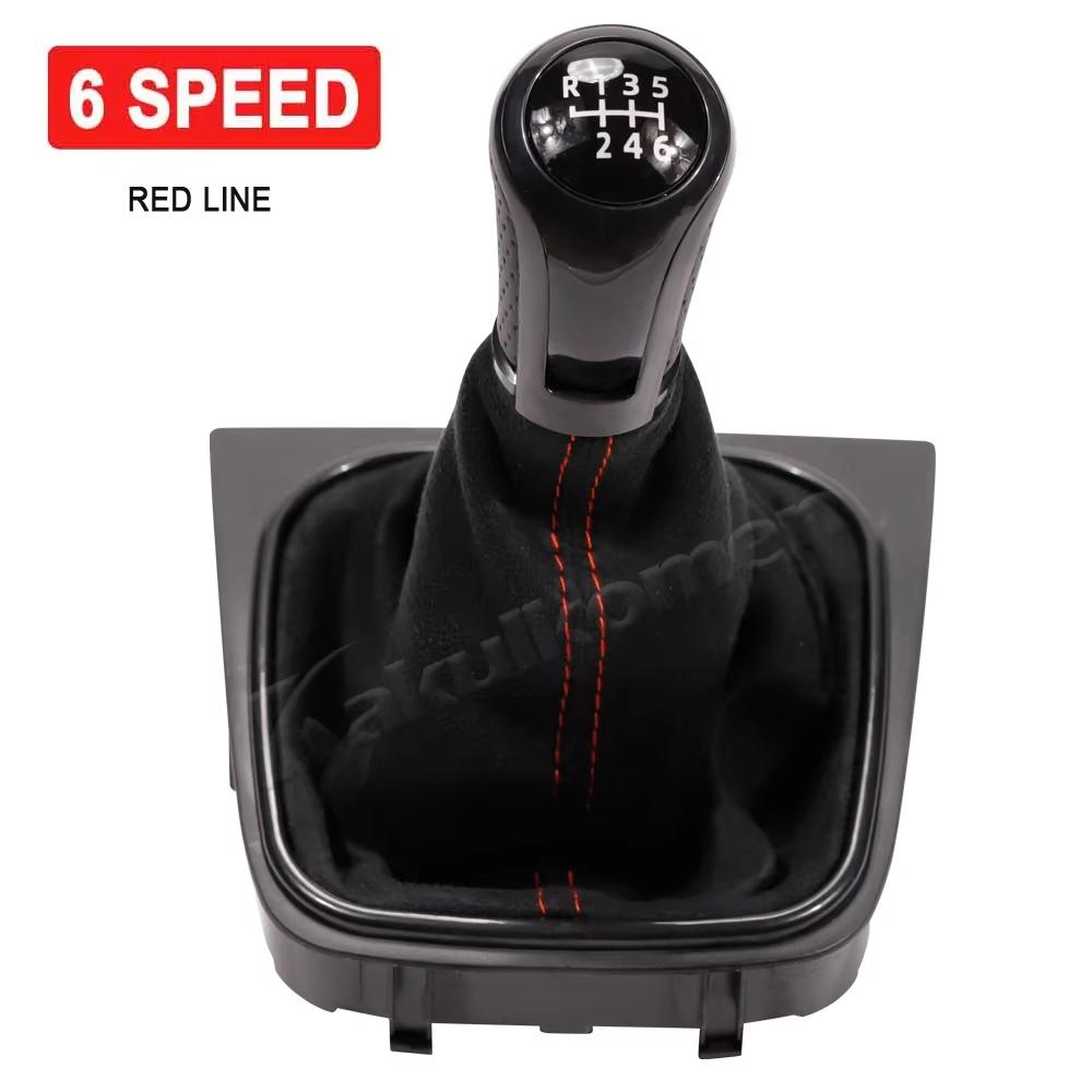 Manual 5 6 Speed Gear Shift Knob Complete Suede Leather Gaiter Boot For Volkswagen VW Golf 5 Golf 6 MK5 MK6 R32 GTI 2004-2009