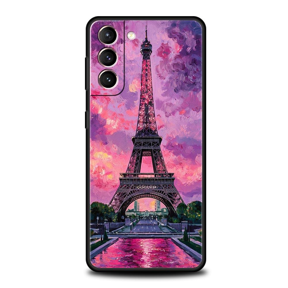 Красный зонт Эйфелева башня Мягкий чехол для телефона для Samsung Galaxy S25 Edge S24 Plus S23 FE S22 S21 S20 Ultra 5G S10 Защитный чехол