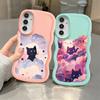 Black Cat Starry Night Case for Samsung Galaxy A15 A13 A12 A16 A52 A21s A11 A14 Soft Phone Cover A53 A06 A23 A04 A05 A22 A03 A33