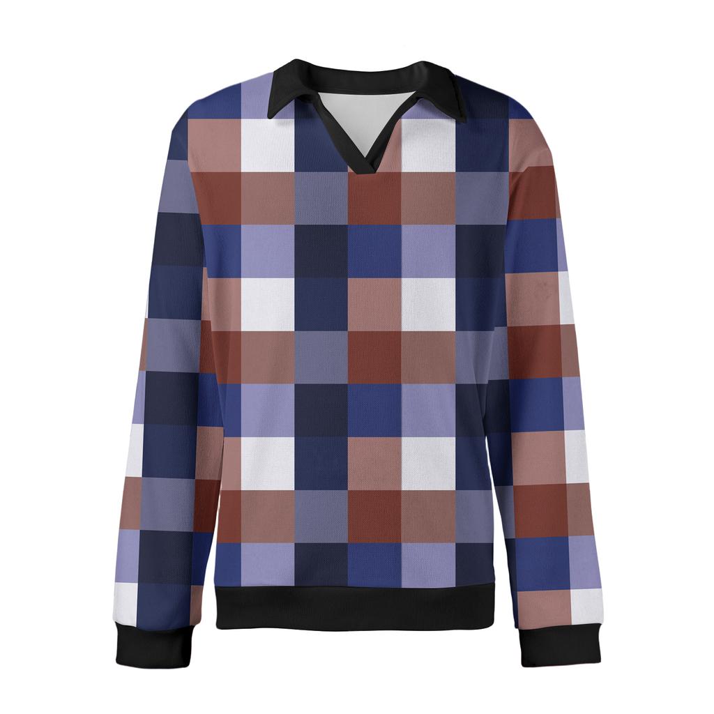 Мужская повседневная модная трикотажная рубашка с длинным рукавом и принтом на лацкане