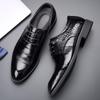 New Trendy Men's Formal Leather Shoes Embossed Men's Shoes Genuine Leather British Style Lace-up Business Leather Shoes Men's Wedding Shoes