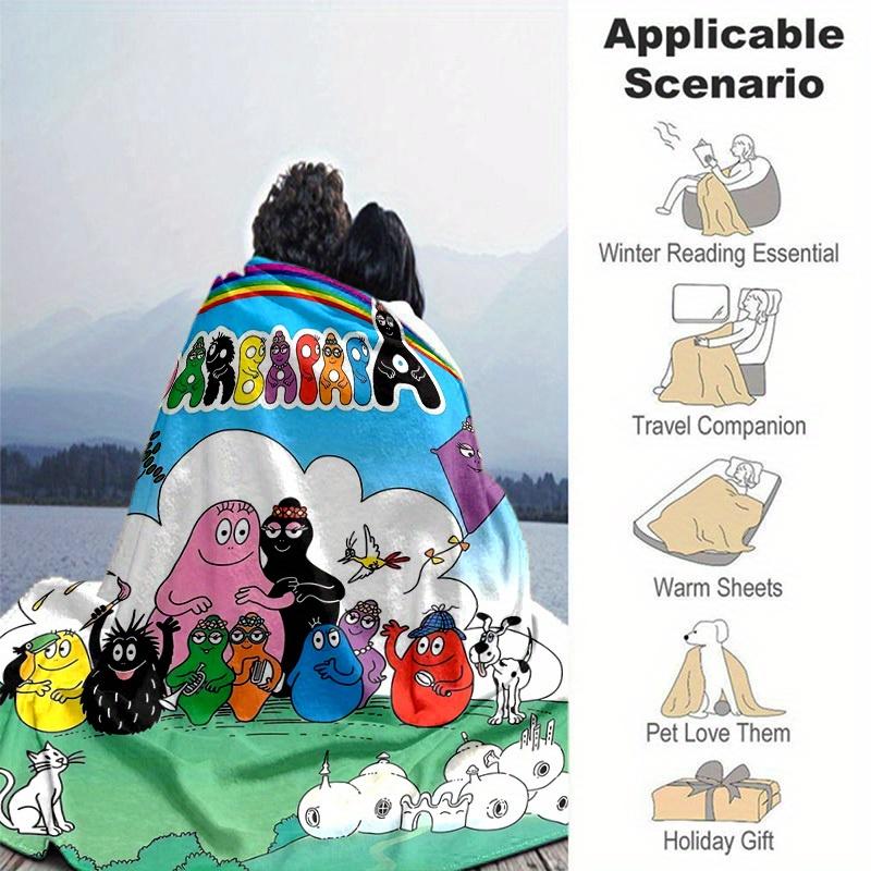 1pc, Barbapapa Rainbow Blanket, Soft & Cozy Throw for Home Decor, Couch Cover, Outdoor Use, Travel, Camping, Car, Beach, Office Nap, Perfect Gift for