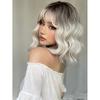 Ombre Blonde Короткие волнистые парики Лолиты для косплея с челкой Светлый платиновый боб Синтетические волосы Парики с темными корнями для женщин Термостойкие