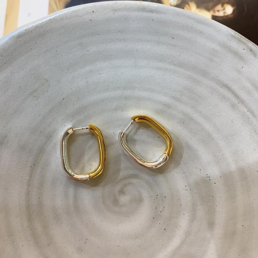 Простые U-образные серьги, женские двухцветные персонализированные серьги, высококачественные легкие роскошные универсальные серьги