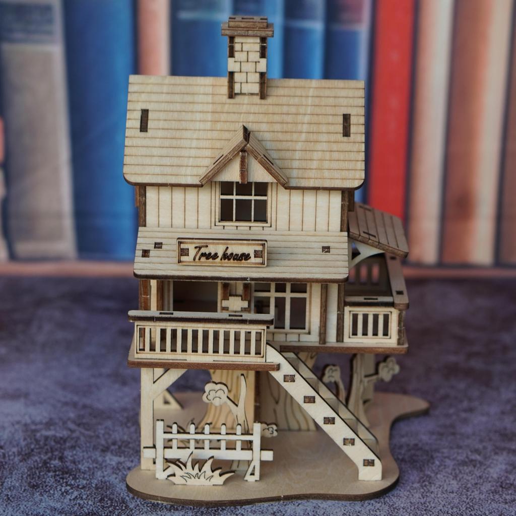 3D деревянные пазлы, подходящие для взрослых, модели для сборки домика на дереве, деревянный деревянный домик, ручная DIY сборка, строительный блок