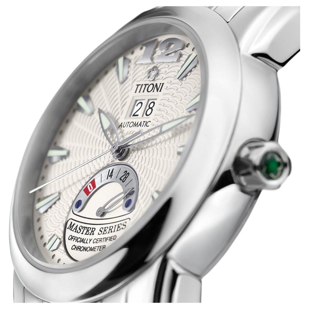 TITONI plum blossom men's series automatic mechanical movement 100 meters 39.2mm silver dial stainless steel case stainless steel strap 94888 S-297