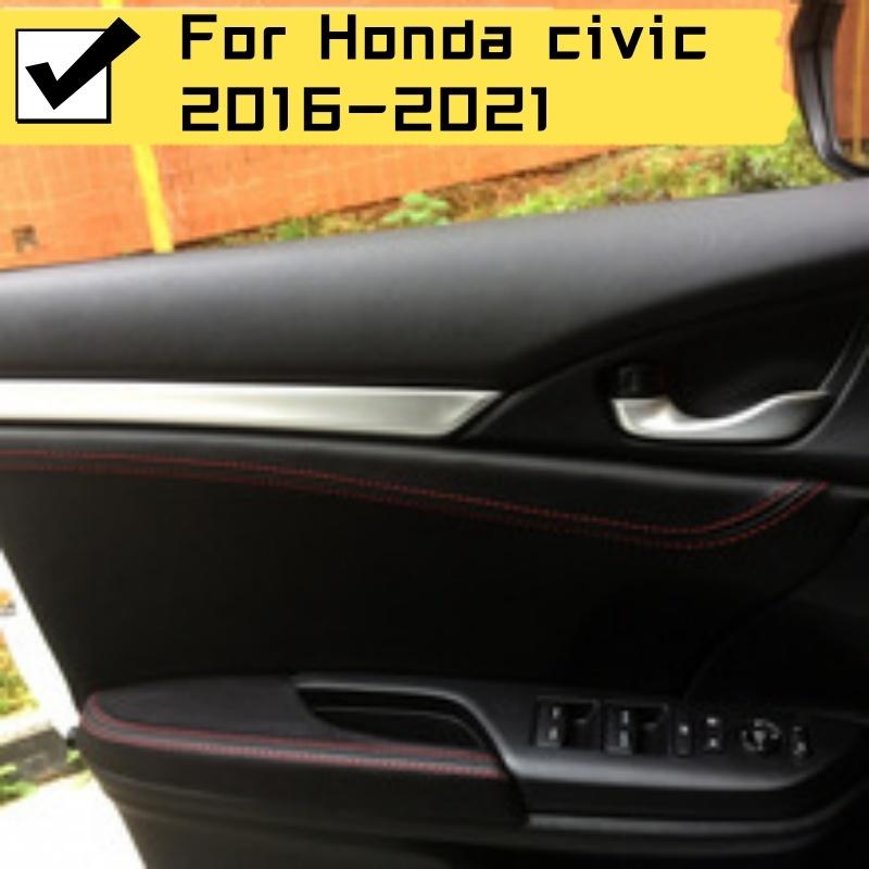 4 Doors Car Black Microfiber Leather Armrest Cover Auto Interior For Honda civic 2016 2017 2018- Door Armrest Panel Cover