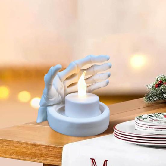 Подсвечник в виде руки-череп, напечатанный на 3D-принтере, подсвечник в виде скелета, готический настольный подсвечник в виде черепа для вечеринки на Хэллоуин, домашний декор интерьера