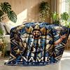 Custom Name Personalized Leo Messi Print Blanket, Home Decor, Bedroom, Sofa, Camping, Couch, Gifts for Birthday Christmas