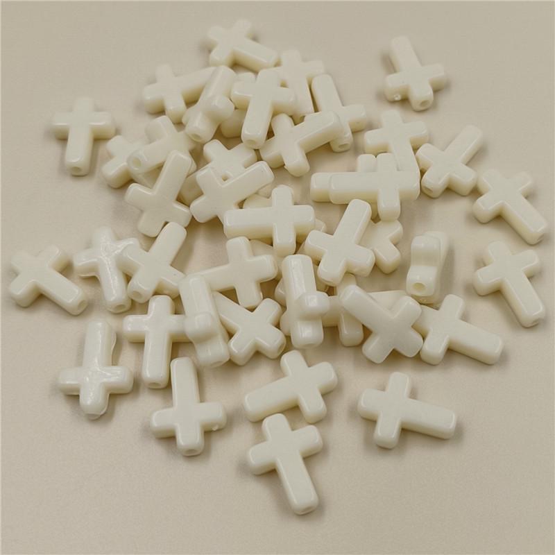 Spring Color DIY Jewelry Accessories Making Materials Necklace Bracelet Fashion Macaron Color 50Pcs Cross Loose Beads System Cream Jewelry Accessory